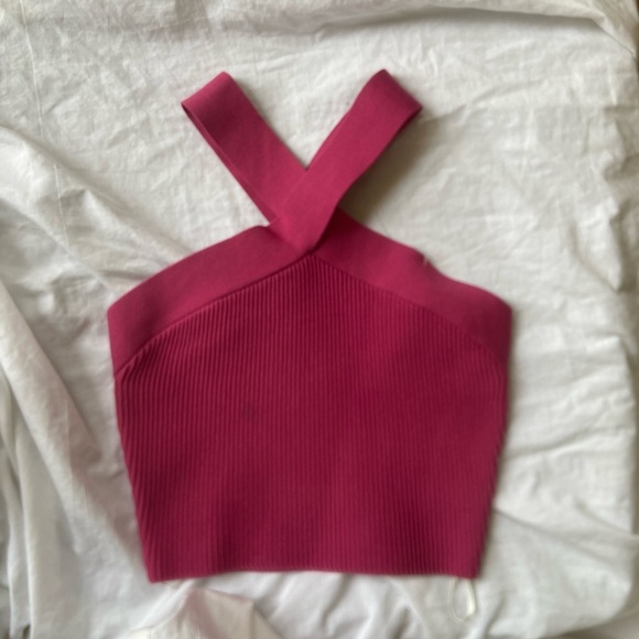 Aritzia Babaton CRISS CROSS CROPPED TANK Granita Pink Size Small - Picture 3 of 10